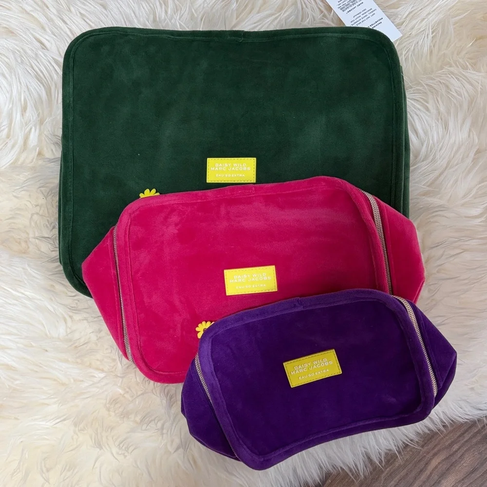 Marc Jacobs Velvet Cosmetic Pouch Set in Purple, Pink & Green - Picture 5 of 6